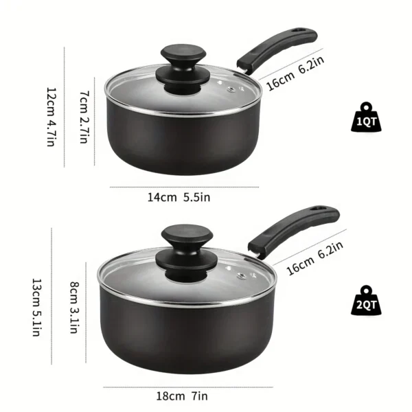 Nonstick Sauce Pan Set with Lid, 1 QT And 2.0 QT Sauce Pots