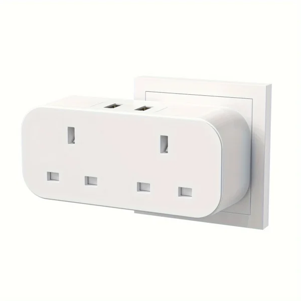 Double Plug Adapter with 2 USB Ports